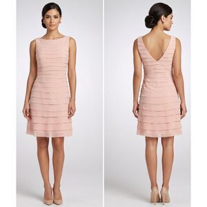 Andrew Adela Chiffon Semi Formal Dress Size 4 Blush Pink Tiered Wedding Guest